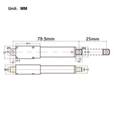 25MM 6V 12V 24V 188N Mikro Elektrischer Linearantrieb Mini Elektrozylinder H (Modell 0041647)