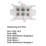 6-poliges Buchsen-Adapterkabel für elektrische Linearantriebe Typ A, B oder J mit Hall-Effekt-Sensor (Modell 0043213)