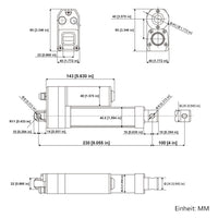 100MM 3500N Wasserdichter Linearantrieb mit IP67 Schutzart für Außen (Modell 0041934)