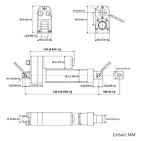 200MM Hub Linearantrieb IP67 Wasserdicht & Leise mit Eingebauter Hall Effekt Sensor (Modell 0041936-1)