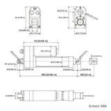 800MM Hub Linearantrieb IP67 Wasserdicht & Leise mit Eingebauter Hall Effekt Sensor (Modell 0041945-1)