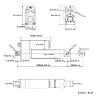 1000MM 3500N Wasserdichter Linearantrieb mit IP67 Schutzart für Außen (Modell 0041947)