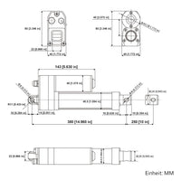 250MM 3500N Wasserdichter Linearantrieb mit IP67 Schutzart für Außen (Modell 0041937)