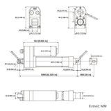 3500N IP67 Wasserdichter Linearantrieb mit Magnetischer Endschalter – 900 mm einstellbarem Hub (Modell 0041946-3)