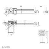 200MM 12V/24V DC Industrie Linearantrieb mit einstellbarem Hub und NC Reed Magnetschalter (Modell 0041513-4)