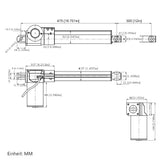 300MM 12V 24V 6000N Elektrischer Linearantrieb Elektrozylinder (Modell 0041514)