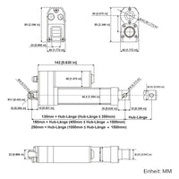 3500N Drei Wasserdichter Elektrischer Linearantriebe IP67 Synchronsteuerungskit (Modell 0043066)