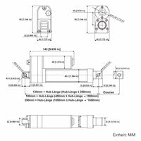 3500N Zwei Wasserdichter Elektrischer Linearantriebe IP67 Synchronsteuerungskit (Modell 0043065)