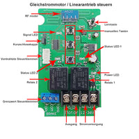 1CH Drahtloser Empfänger für DC 12V/24V Linearantrieb Elektrozylinder Linearmotor