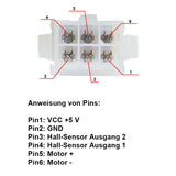 6-poliges Buchsen-Adapterkabel für Linearantriebe mit Hall-Sensor