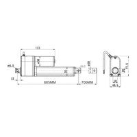 700MM 12V 24V 1000N Elektrischer Linearantrieb mit eingebautem Potentiomete (Modell 0041632-2)