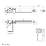 1000MM Hub Max Schubkraft 6000N Linearantrieb Industrie mit Hall Effekt Sensor (Modell 0041519-1)