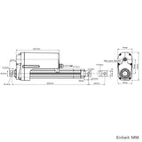 Hochleistungs-Linearantrieb 12000 N Hubkraft | 50 mm einstellbarer Hub mit NC-Reed-Schaltern (Modell 0041601-4)