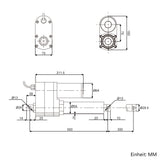 Schwerlast-Linearantrieb mit 300 mm einstellbarem Hub und magnetischen Reed-Sensoren, max. 8000 N (Modell 0041543-4)